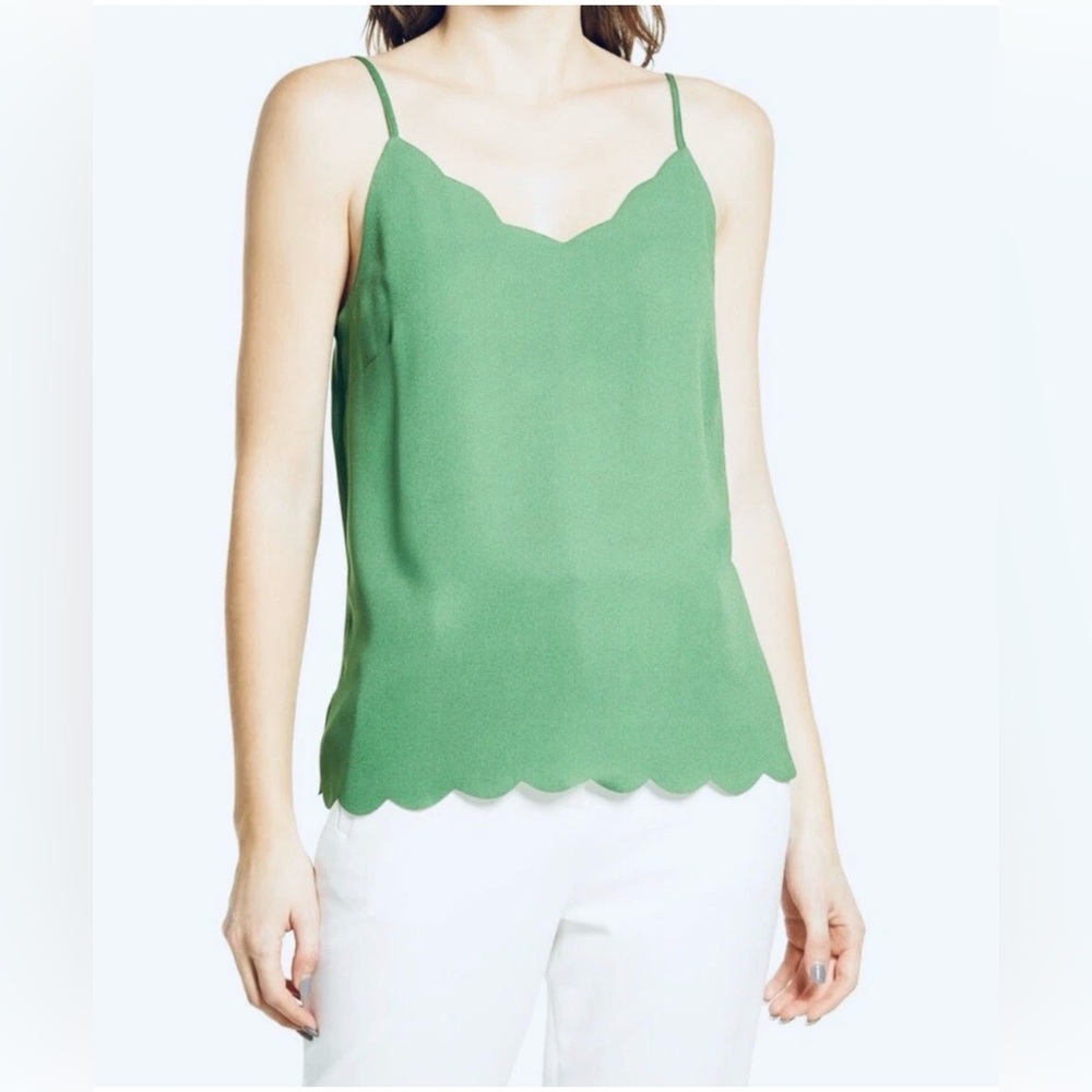 New! HALOGEN Green Scalloped Camisole Top medium - Picture 2 of 8